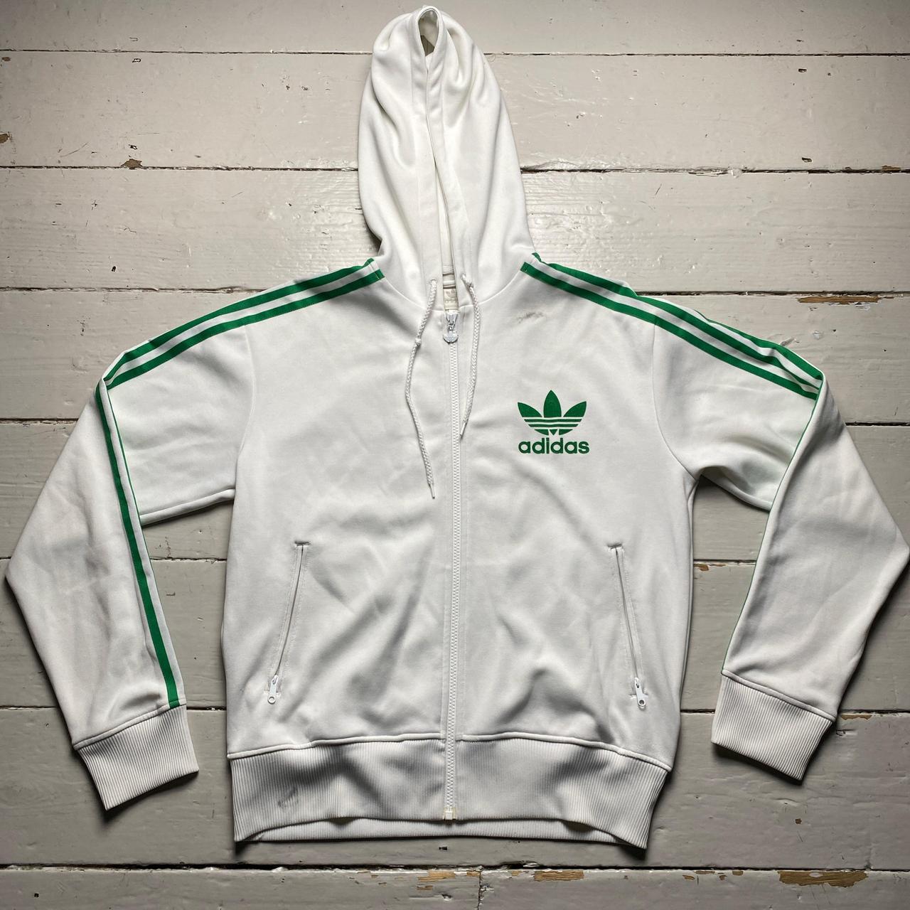 Adidas Originals White and Green Tracksuit Hoodie Jacket