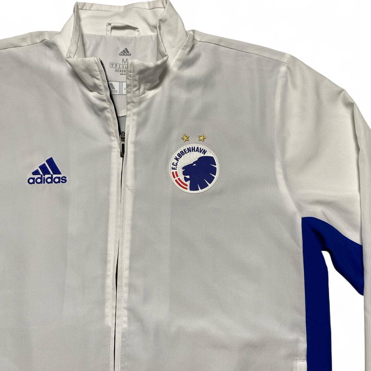 FC Kobenhavn Adidas White and Blue Football Tracksuit Jacket (M)