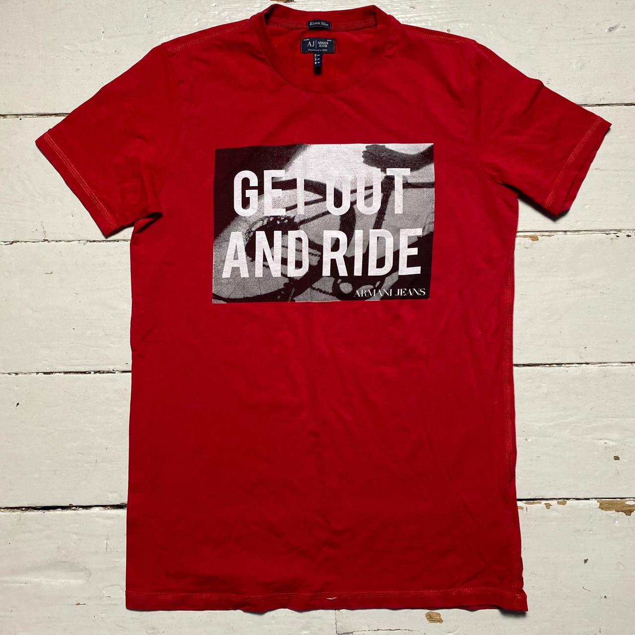 Armani Jeans Red Slim Fit Bike T Shirt