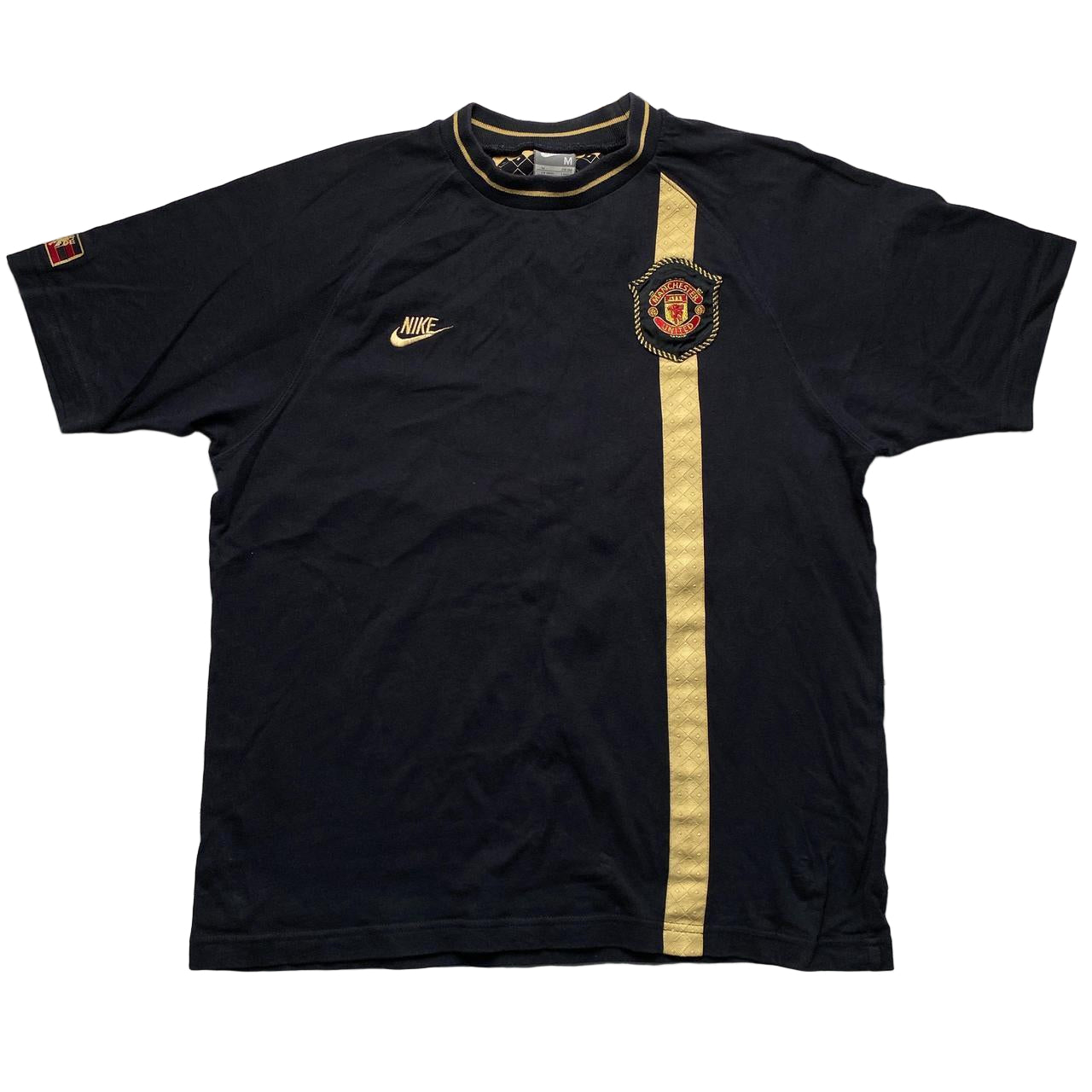 Manchester United Football Vintage Nike T Shirt Black and Gold (M)
