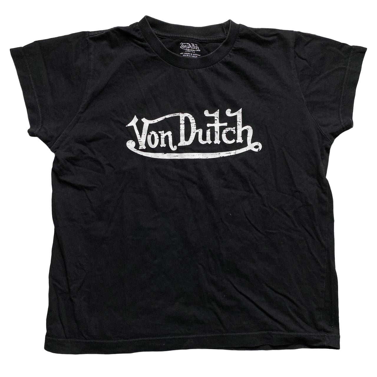 Von Dutch Black and White Crop Top T Shirt (S)