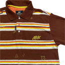 Akademiks Brown Yellow White and Orange Vintage Polo Shirt (S)