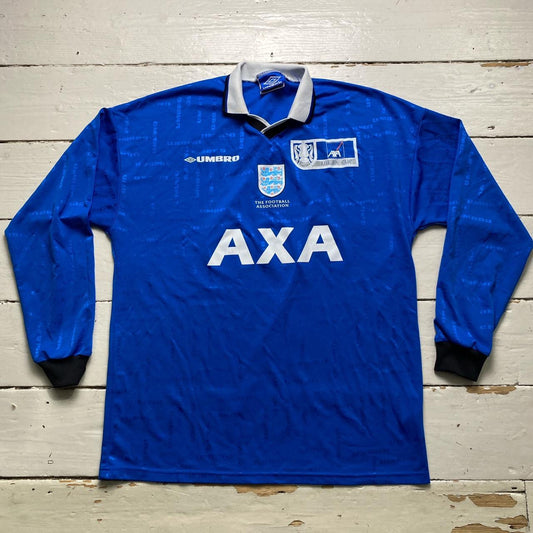 England Umbro Vintage 90’s AXA FA Cup Football Jersey Blue and White