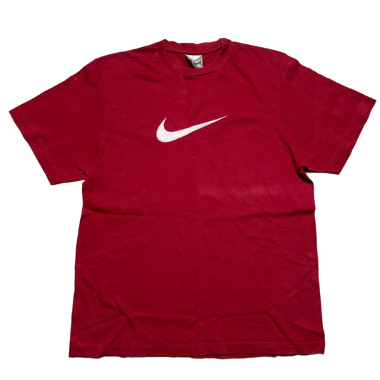 Nike Vintage Centre Swoosh 90’s Red and White T Shirt (L)