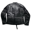 Erbo Vintage Leather Black and Yellow Biker Jacket (L)
