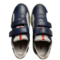 Prada Americas Cup Navy and Silver Strap Kids Shoes (UK 11.5)