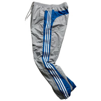 Adidas Vintage Baggy Shell Trackpant Bottoms Silver Blue and White (L)