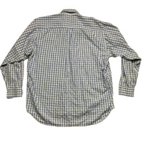 Thomas Burberry Long Sleeve Striped Checked Shirt White Blue and Yellow (L)