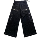 Criminal Damage Bondage Black and Silver Zipper Buckle Baggy Jean Cargo Trousers (30W)