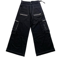 Criminal Damage Bondage Black and Silver Zipper Buckle Baggy Jean Cargo Trousers (30W)