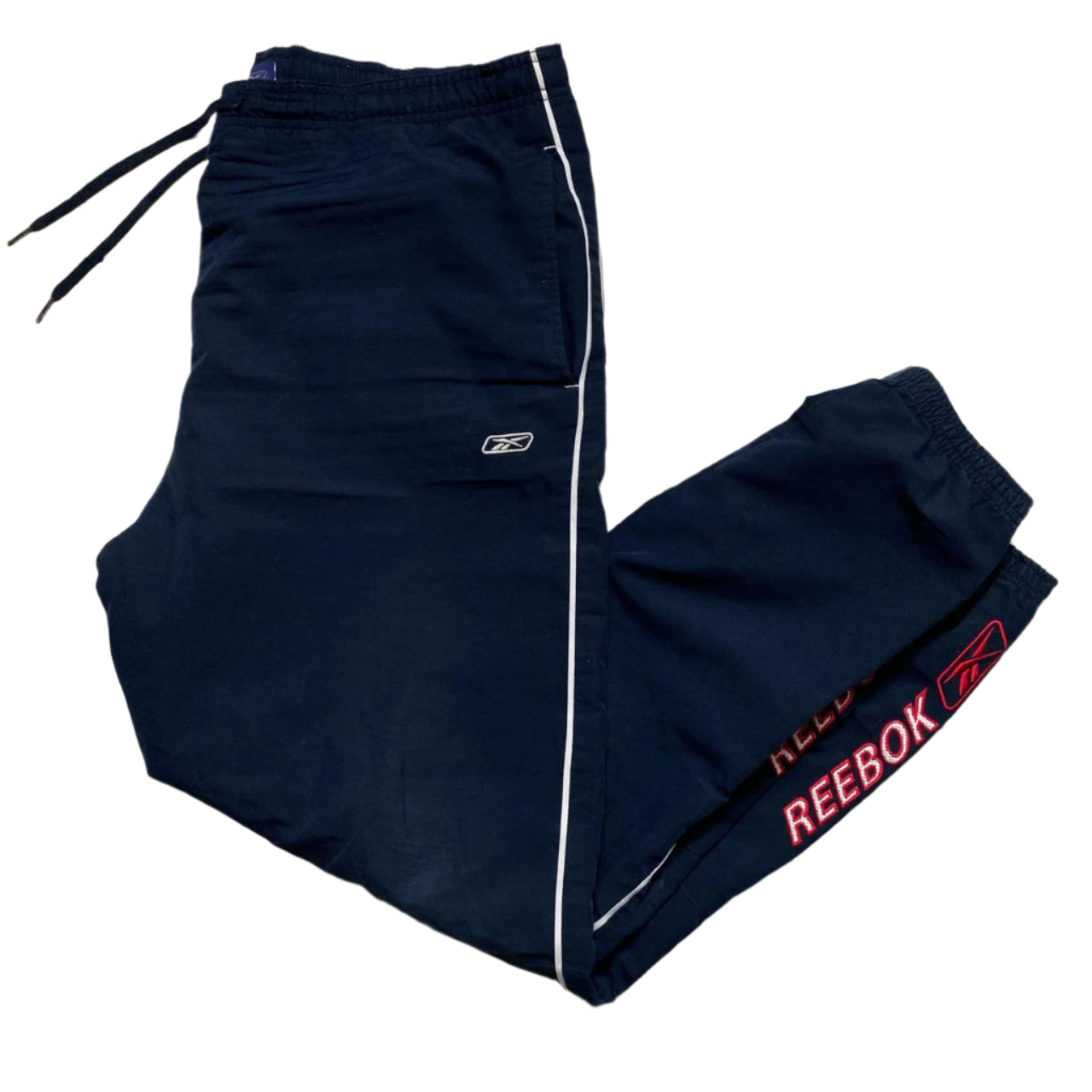 Reebok Navy Red and White Vintage y2k Baggy Trackpant Shell Bottoms (S)