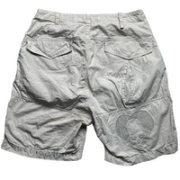 Maharishi Vintage Heart and Skull We Met the Maha Embroidery Cream Cargo Shorts (S)
