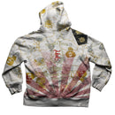 Enjean Vintage y2k Diamante Rhinestone Graphic Prints White Hoodie (M)