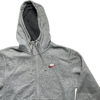 Nike White Red Swoosh Grey Hoodie (XS)