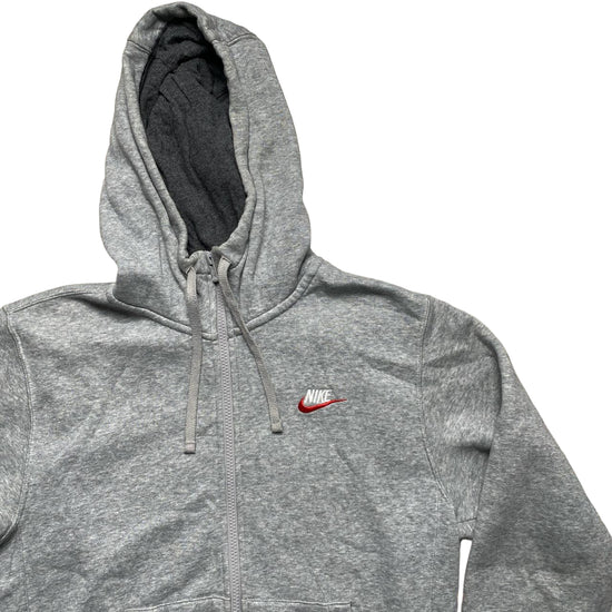 Nike White Red Swoosh Grey Hoodie (XS)