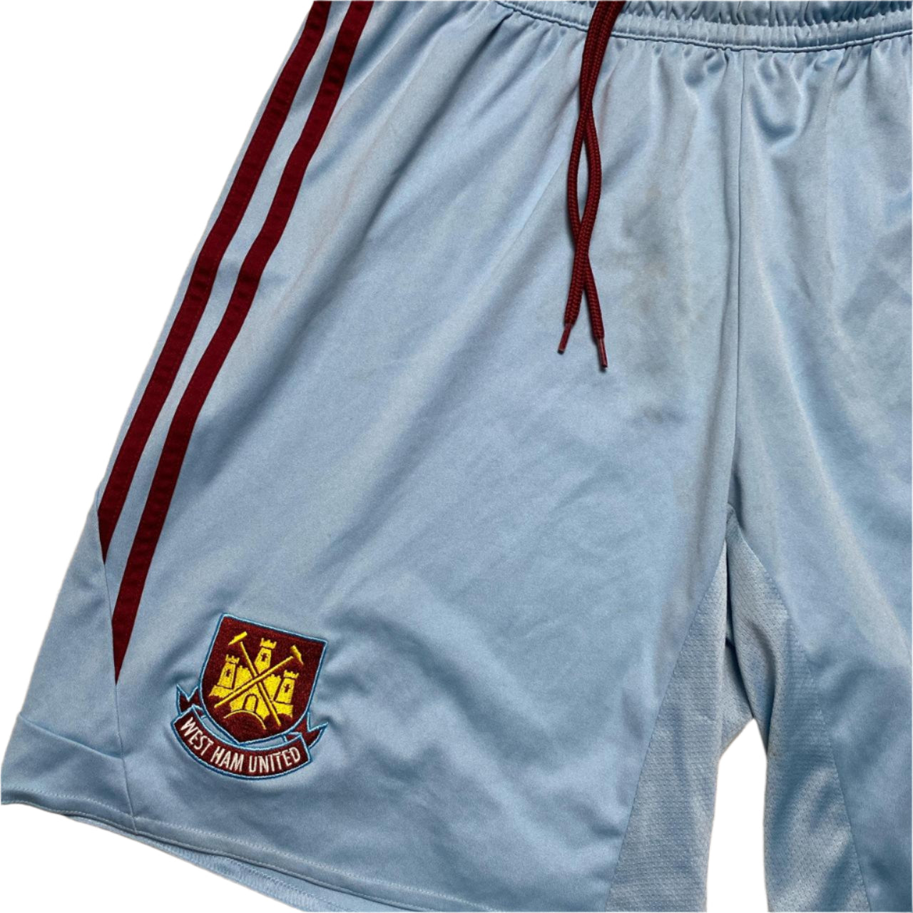 Adidas West Ham Vintage Climacool Football Shorts Light Blue and Burgundy (L)