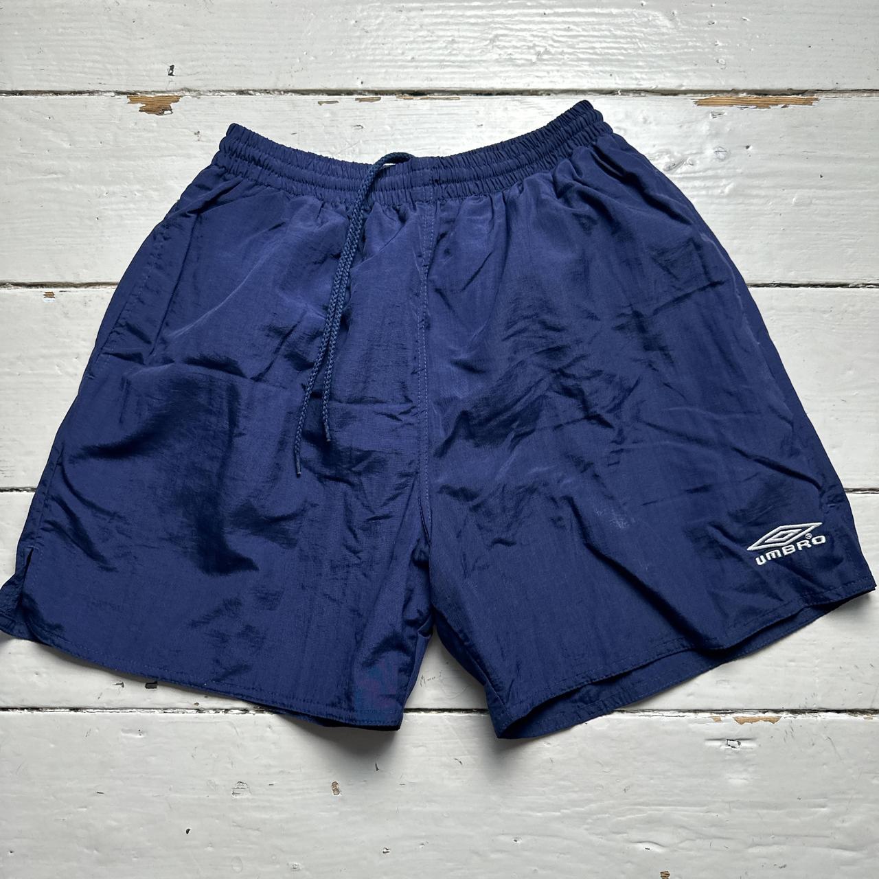 Umbro Vintage Navy and White Shell Shorts