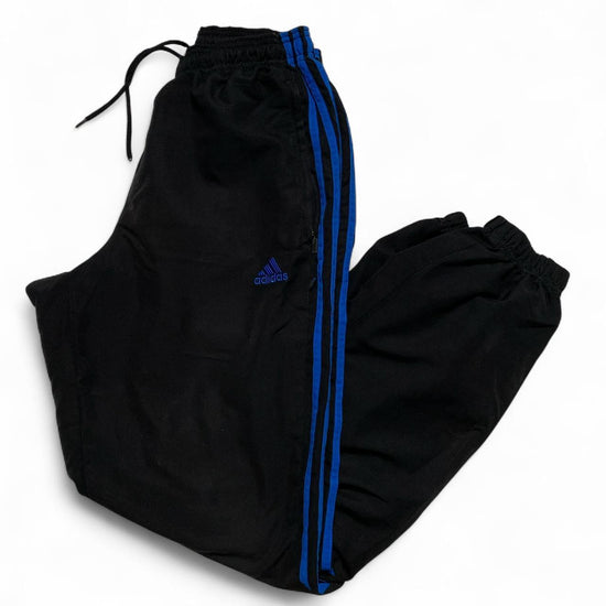 Adidas Black and Blue y2k Shell Trackpant Bottoms (M)