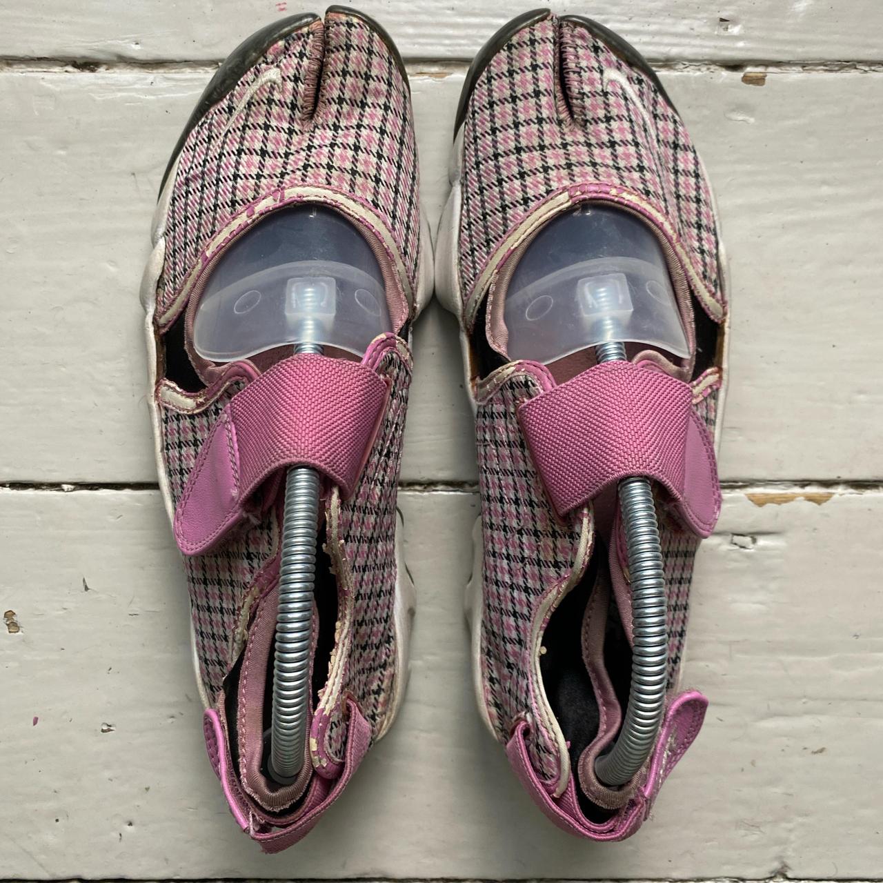 Nike Air Rift Pink White and Black Tweed Vintage 2005 Tabi Split Toe Shoes