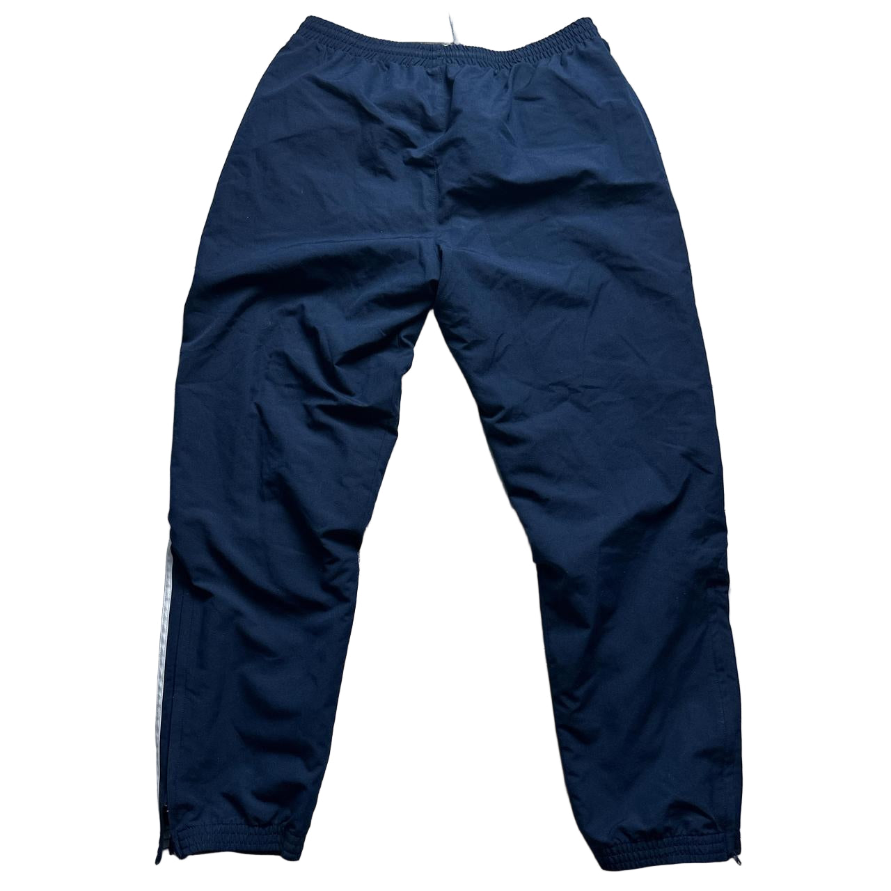 Adidas Navy and White Stripe Shell Baggy Track Pants Bottoms (L)