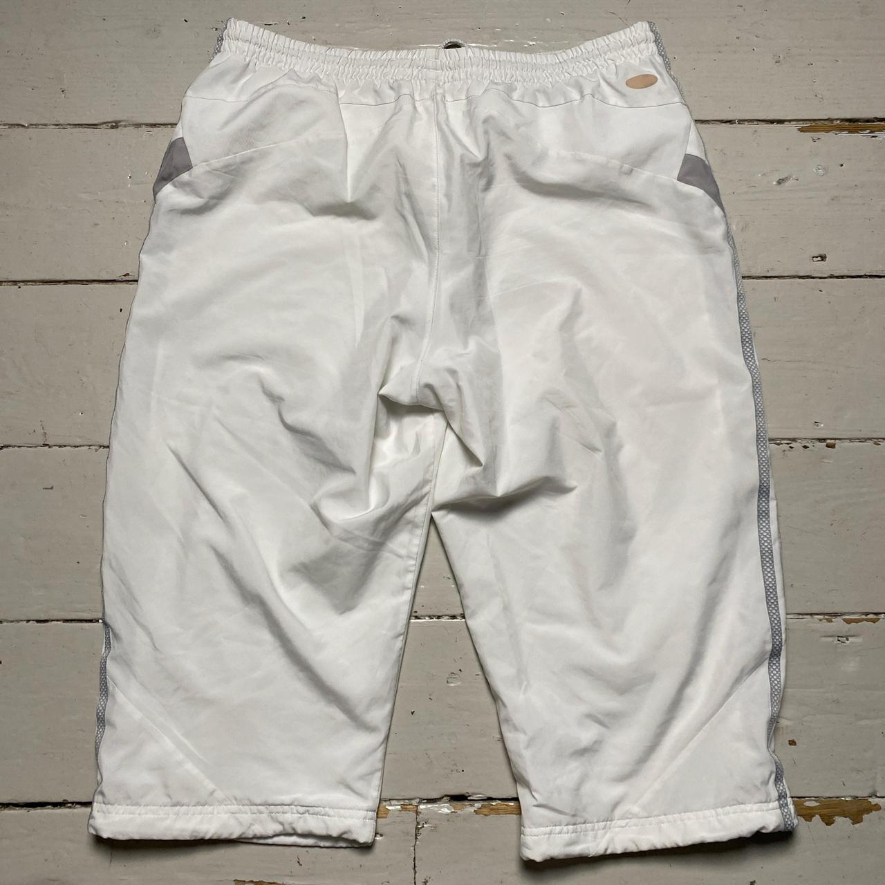 Adidas Climalite Vintage y2k Shell Trackpant Shorts White and Silver