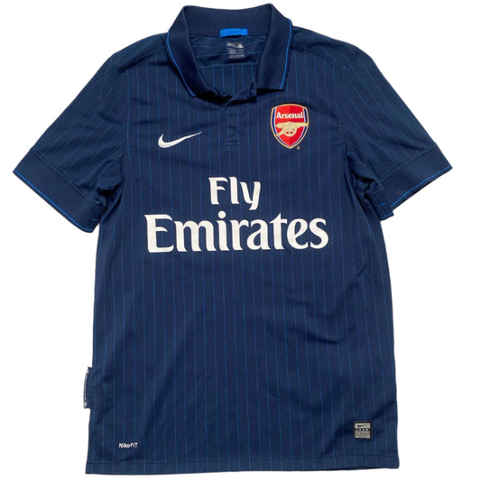 Arsenal Nike Fly Emirates Navy 2010 2011 Polo Pin Stripe Football Jersey (S)