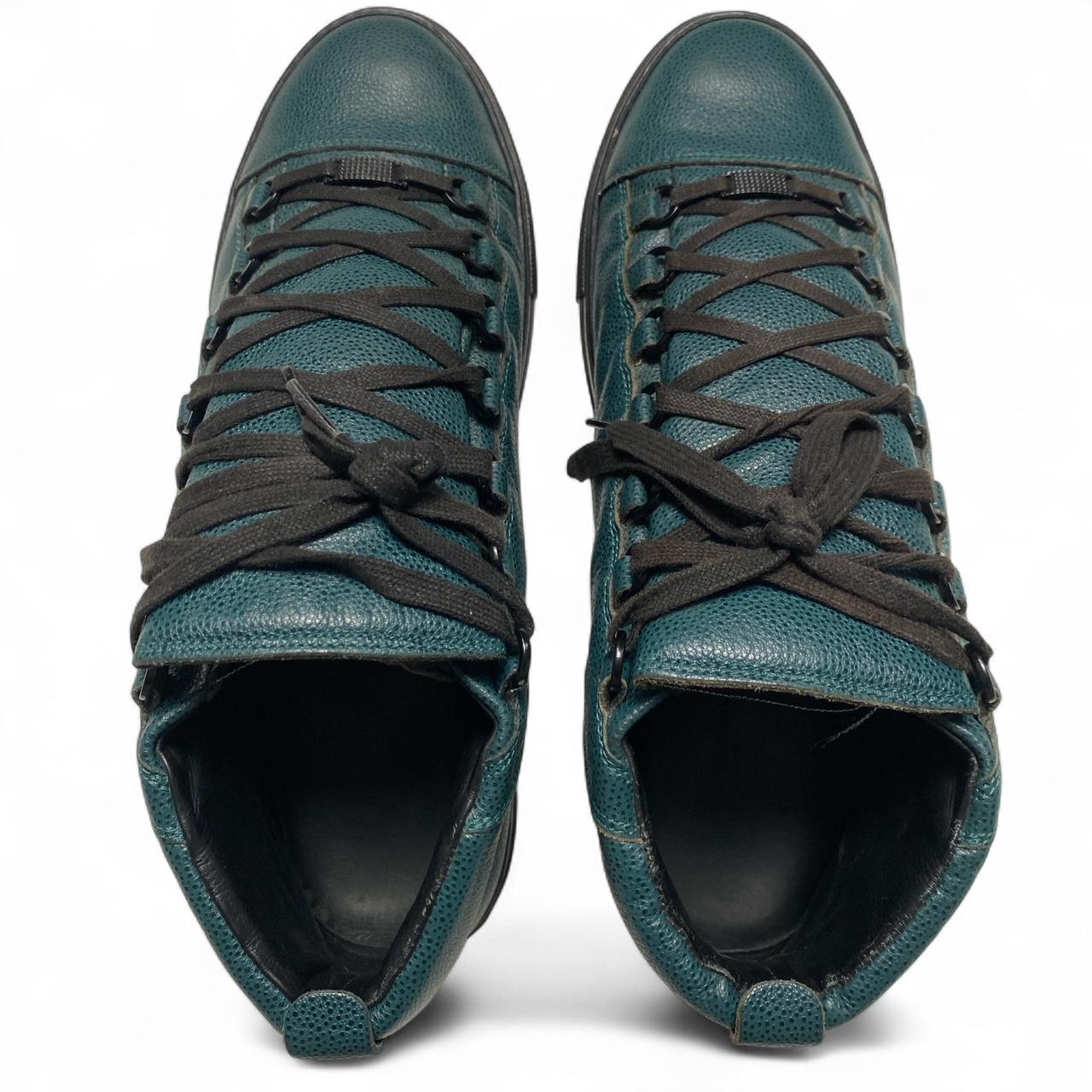 Balenciaga Arena Dark Green and Black Leather High Top Trainers