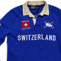 Ralph Lauren Polo Blue and White Merino Wool Long Sleeve Polo Shirt (S)