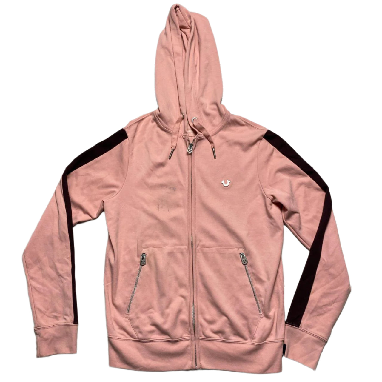 True Religion Pink and Silver Horseshoe Plaque Hoodie (S)