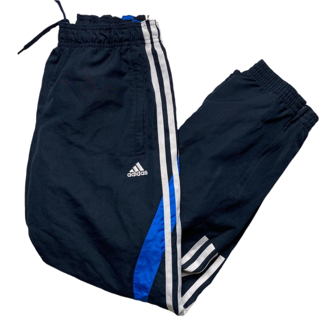 Adidas Shell Trackpant Bottoms Navy Blue and White (S)