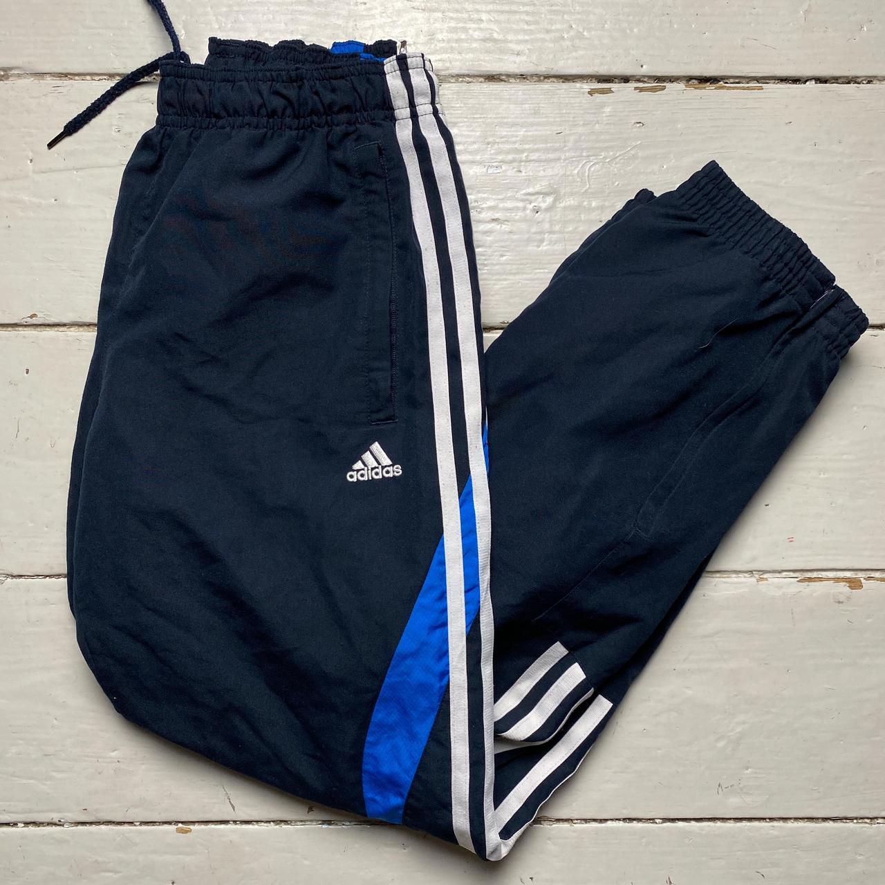 Adidas Shell Trackpant Bottoms Navy Blue and White