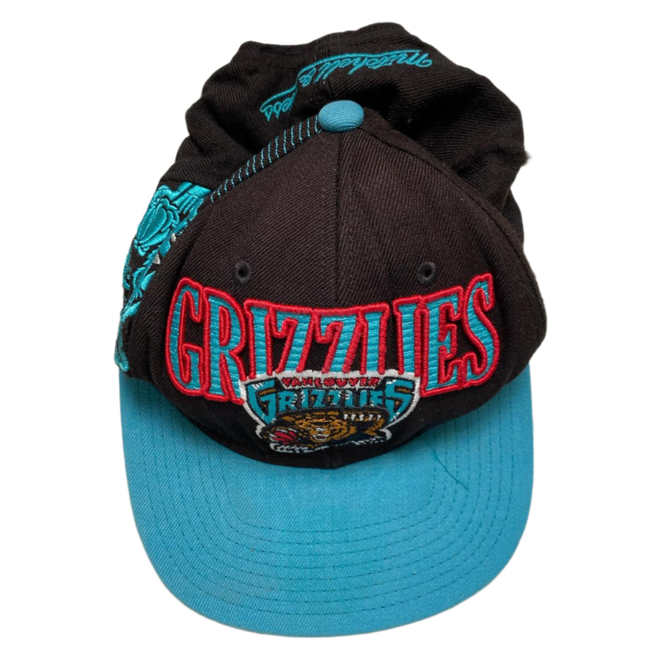 Vancouver Grizzlies Mitchell and Ness Snapback Cap Black and Blue