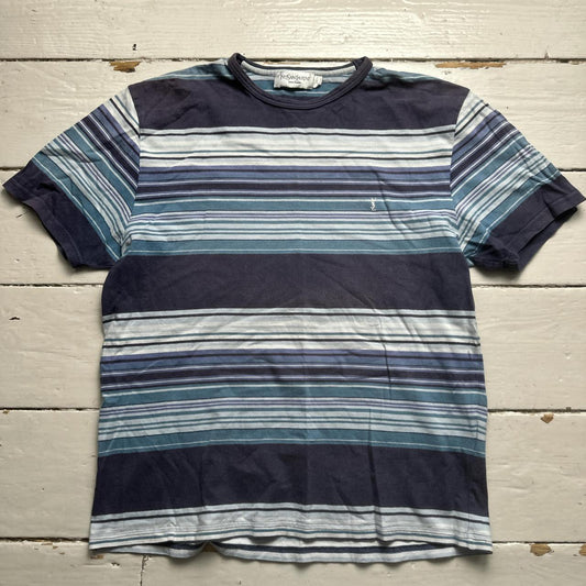 Yves Saint Laurent YSL Vintage Striped T Shirt Blue and White