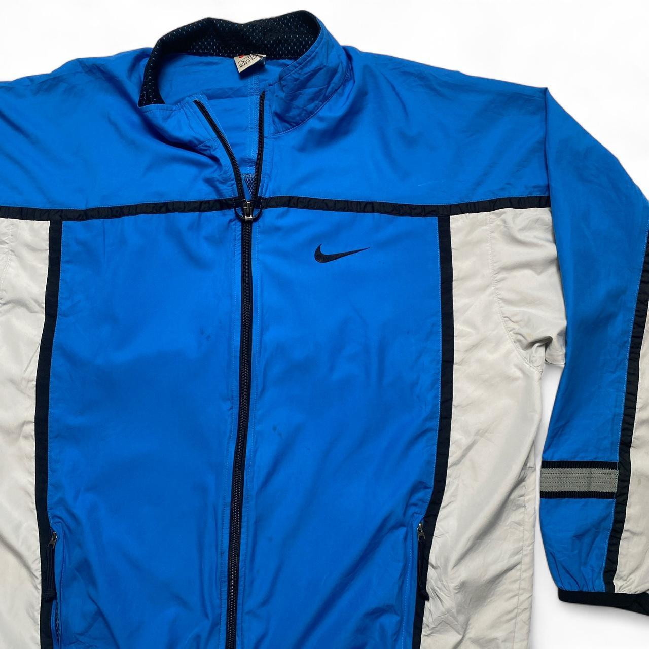 Nike Vintage 90’s Blue Black and Silver Windbreaker Jacket (XL)