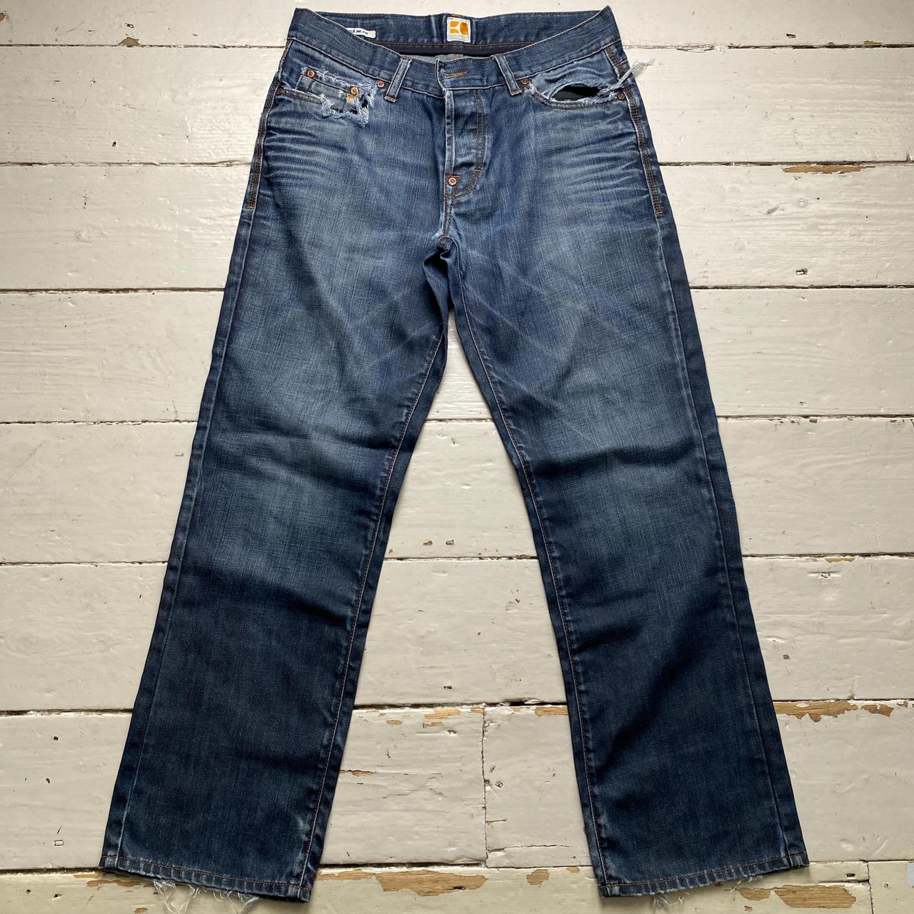 Hugo Boss Dark Navy Stonewash Distressed Jeans