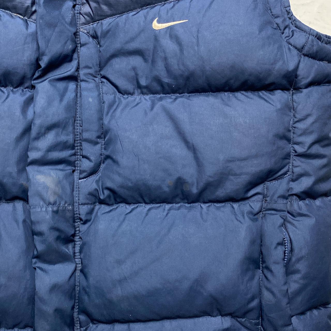 Nike Vintage y2k Navy and White Swoosh Puffer Gilet (XL)