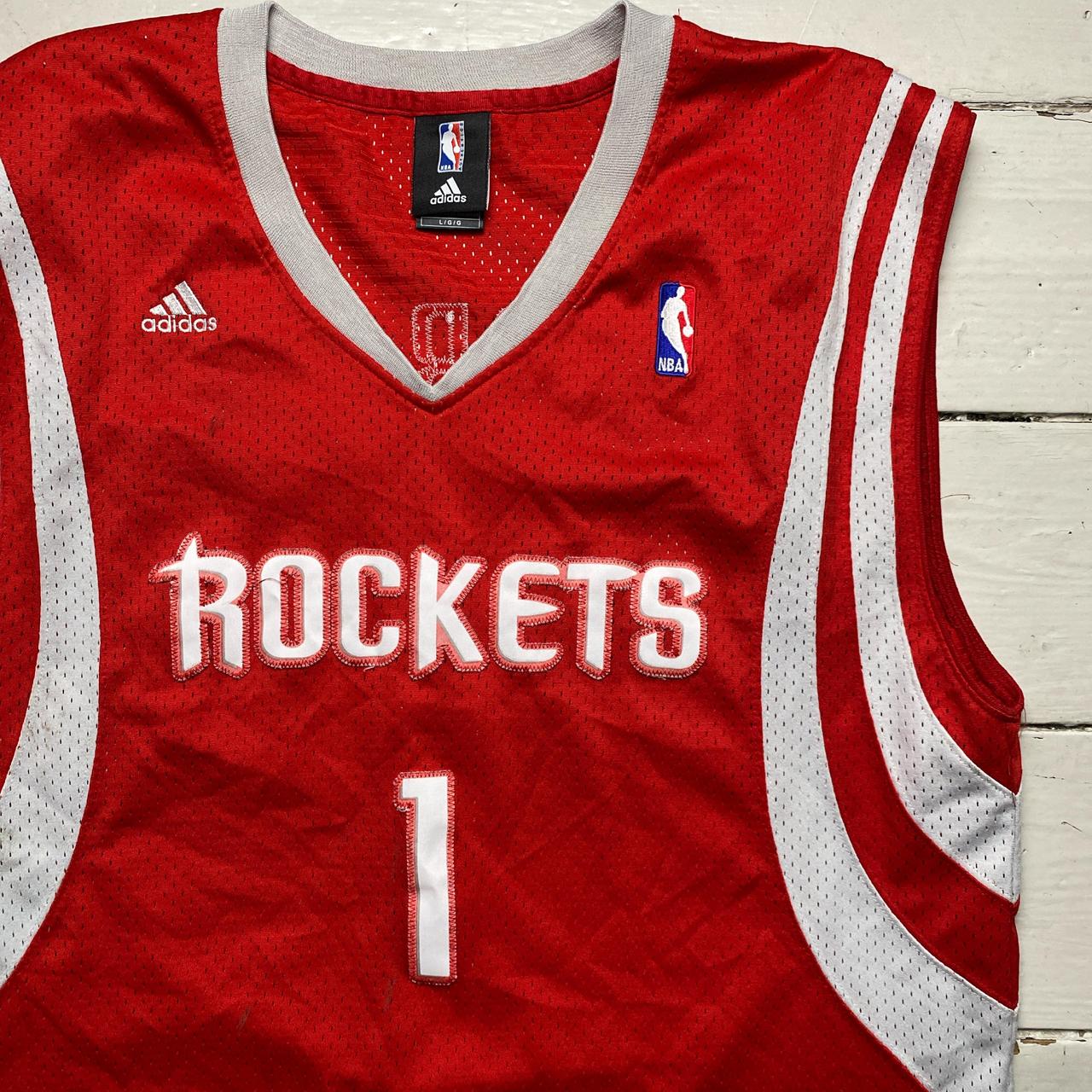 Houston Rockets Adidas McGrady Number 1 Red and White Basketball Jersey Vest