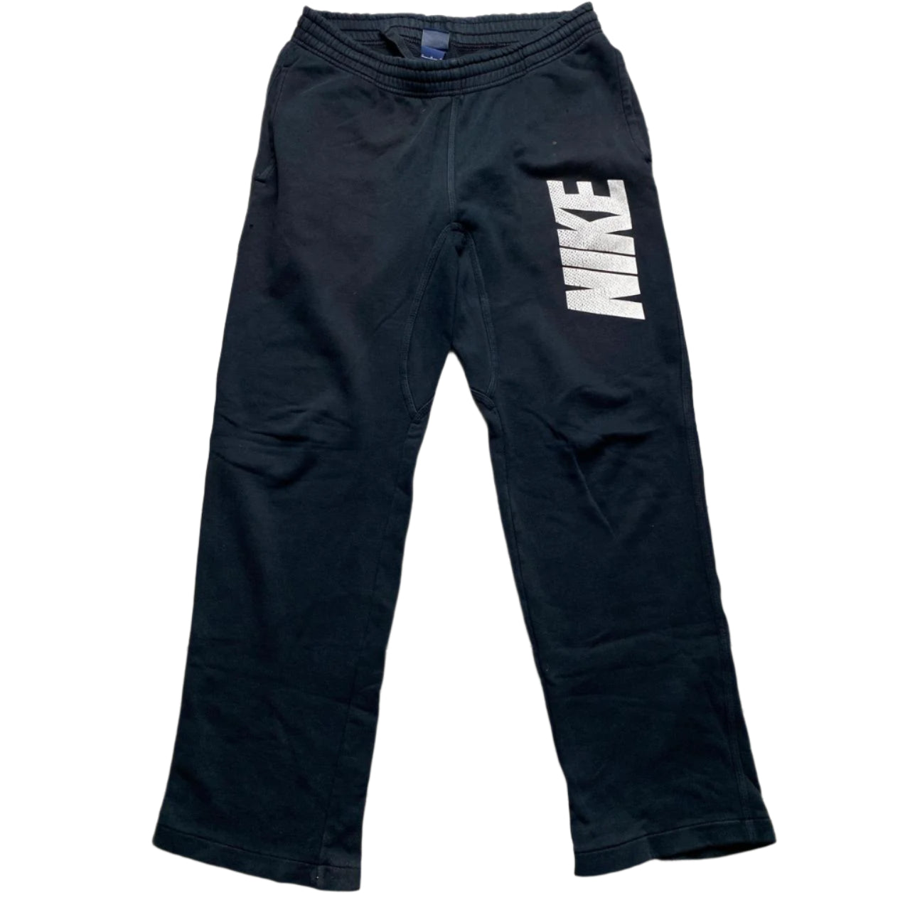 Nike Club Navy and White Spellout Baggy Joggers (M)