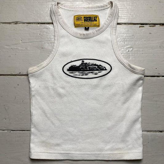 Corteiz White and Black Alcatraz Crop Top Womens Tank Vest