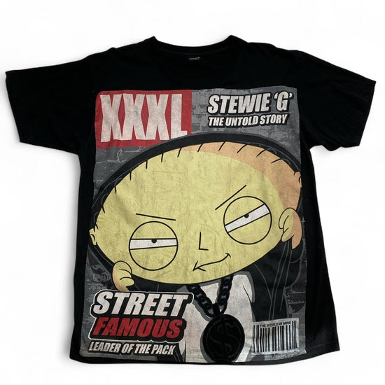 Stewie Griffin Street Famous Family Guy Black T Shirt (2XL)