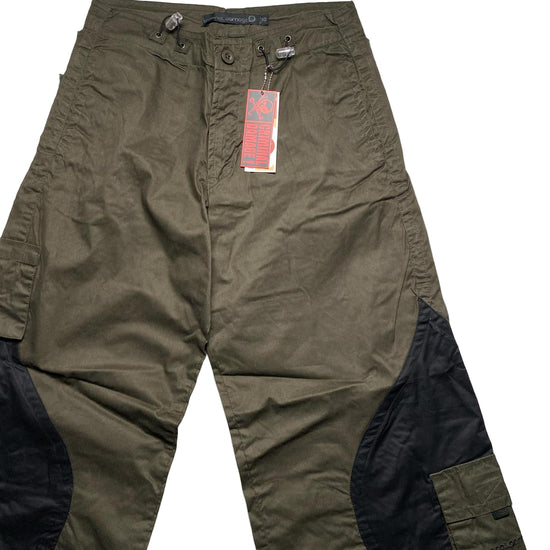 Criminal Damage Khaki Green and Black Baggy Cargo Parachute Combat Trousers (30W)