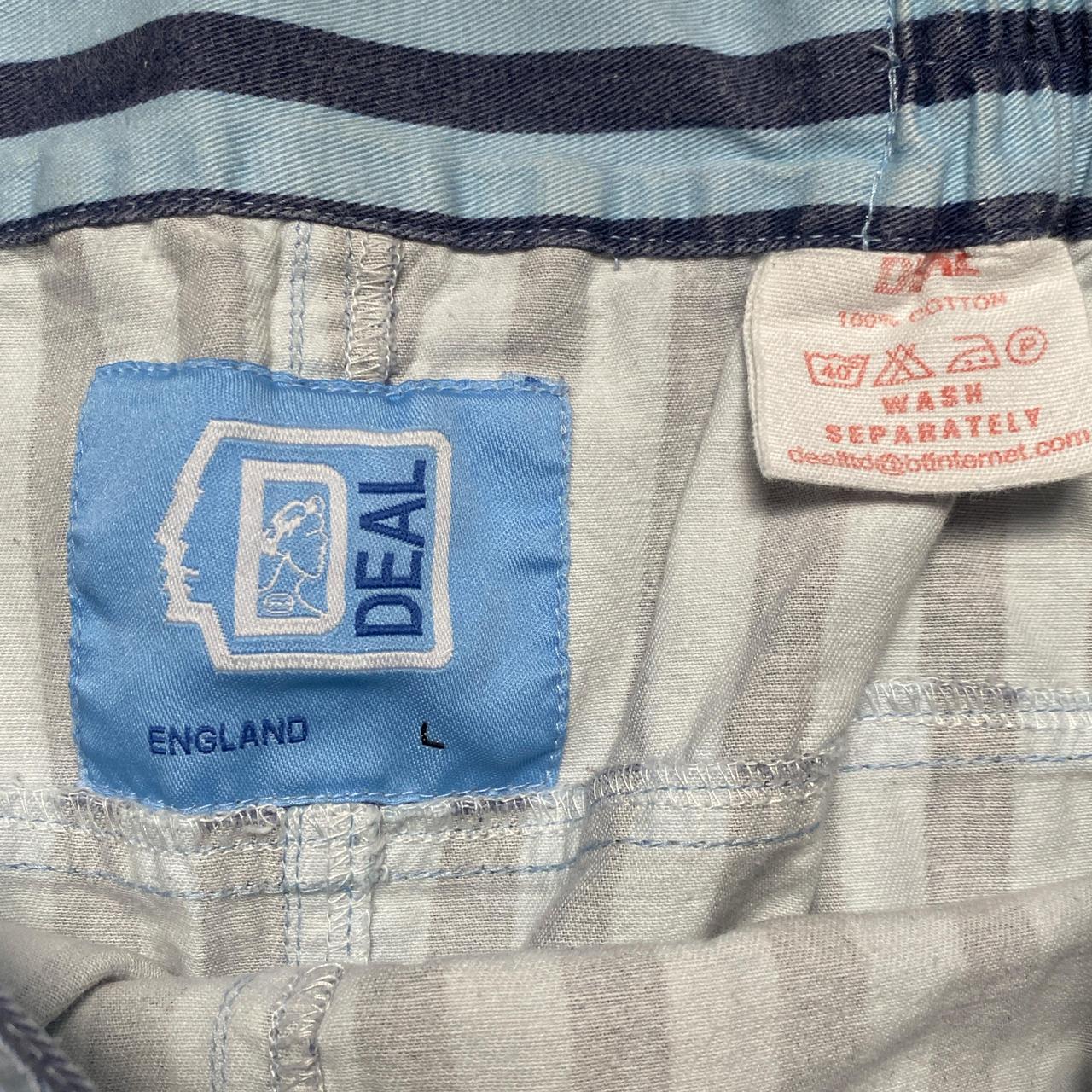 Deal UK Lightweight Blue Striped 3/4 Lounge Shorts (L)