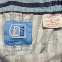 Deal UK Lightweight Blue Striped 3/4 Lounge Shorts (L)