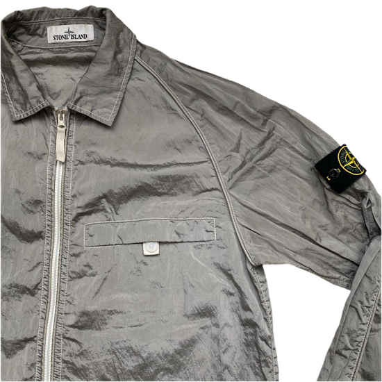 Stone Island Grey Silver Nylon Metal Overshirt Jacket 2022 (M)