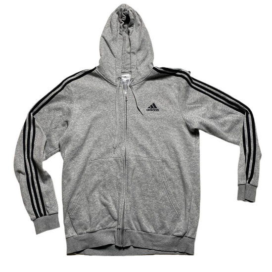 Adidas Essentials Grey and Black Stripes Full Tracksuit (L)