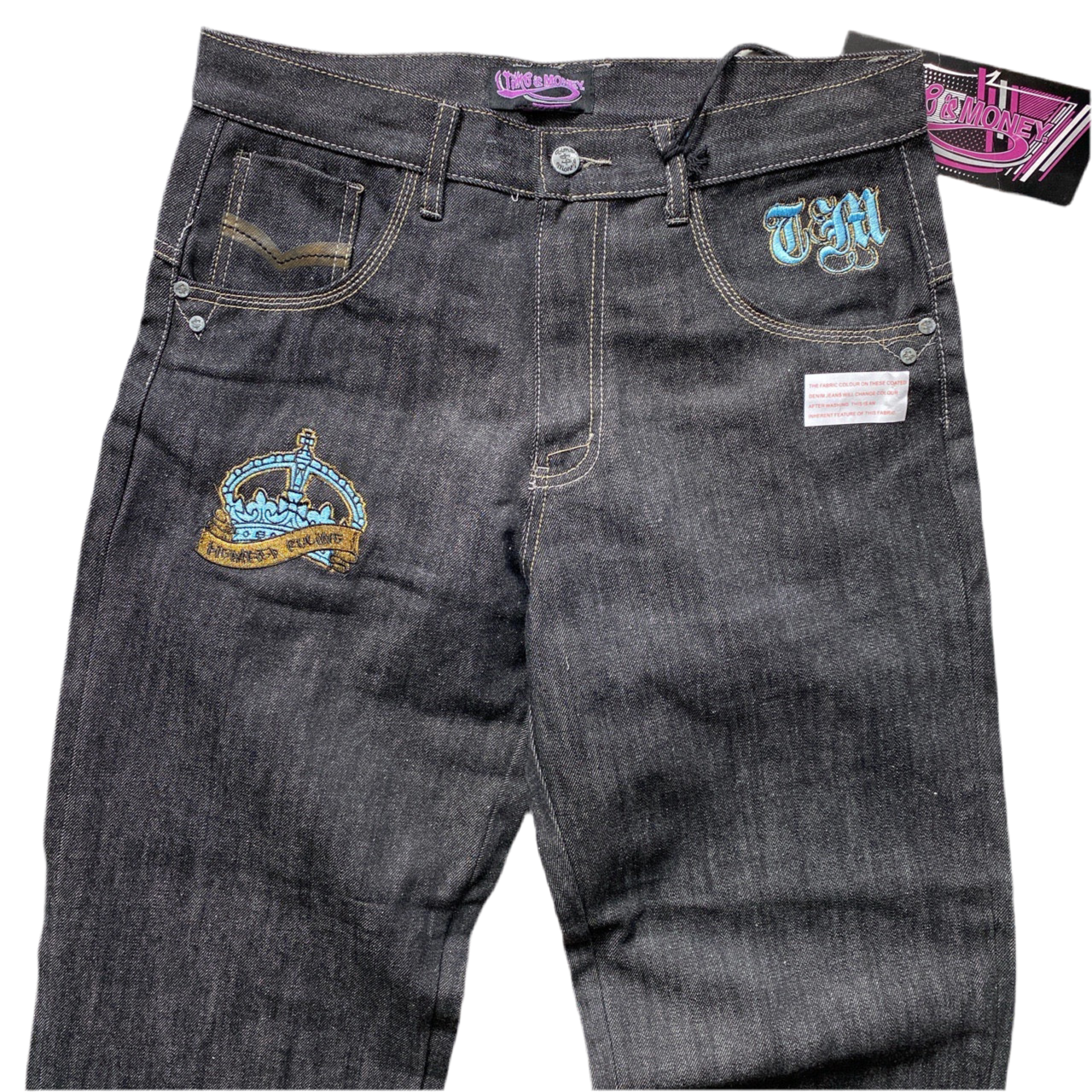 Time Is Money Vintage Embroidered Jeans (32W)