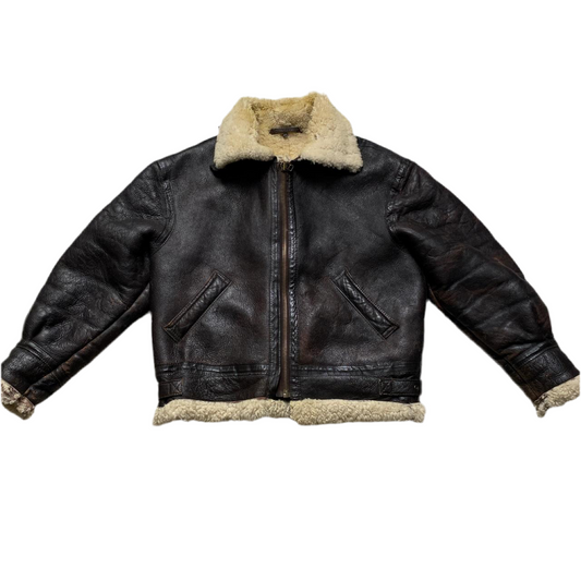Sherling Brown Leather and Sherpa Jacket (M)