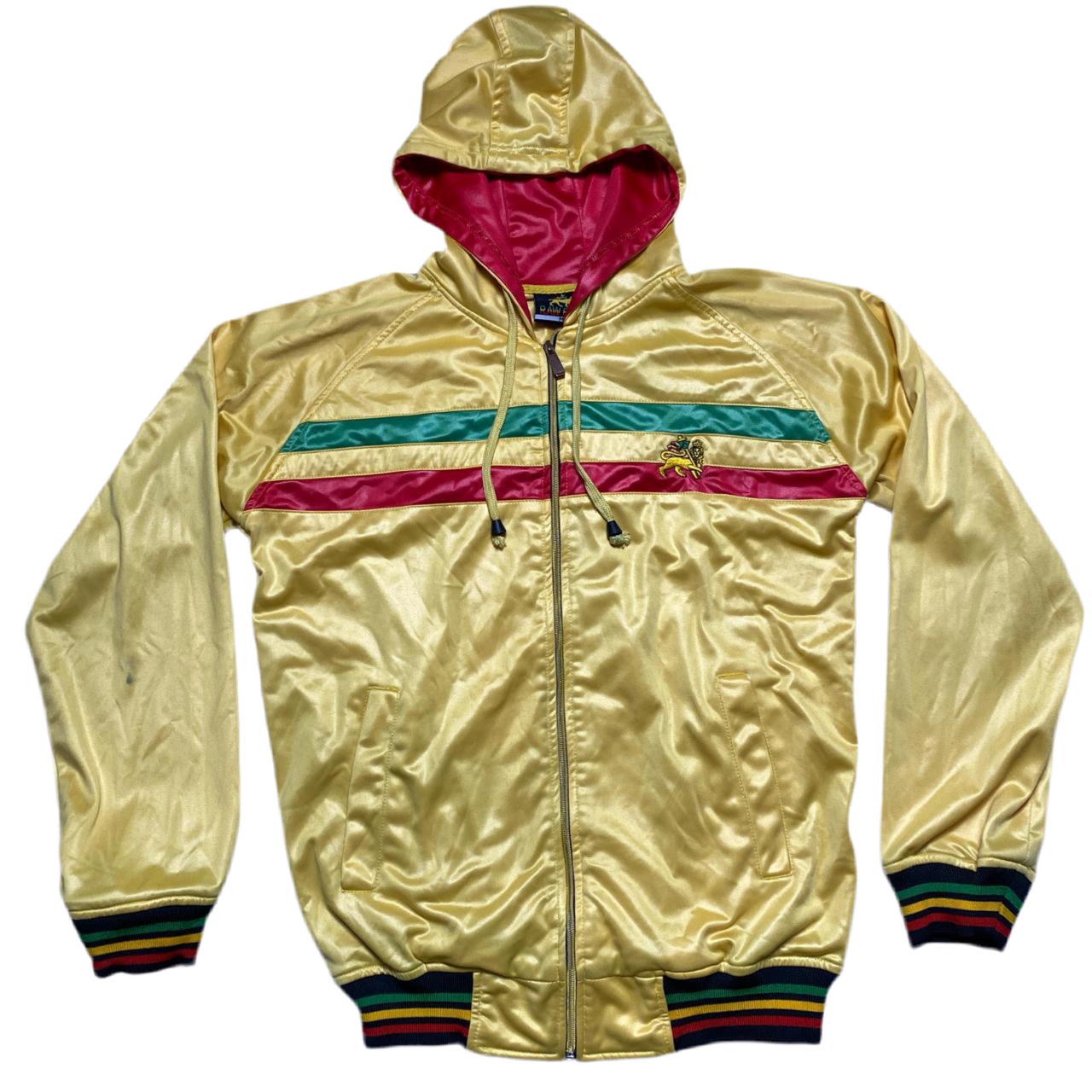 Raw Blue Yellow Satin Full Rasta Lion Tracksuit (M)