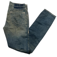 True Religion Stonewash Light Blue White Stitch Jeans (32W)
