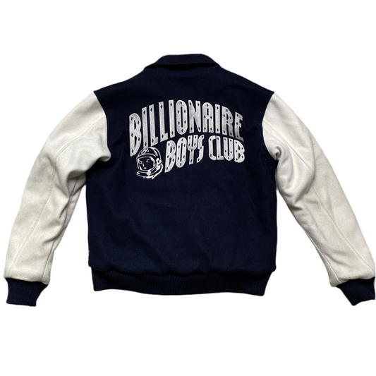 Billionaire Boys Club Navy and White Varsity Wool Fleece Bomber Jacket (M)
